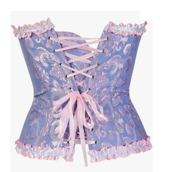 Women's Lace Up Boned Overbust Corset Body shaper top Halloween costume Retro - Picture 4 of 5